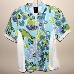 3/$118❤️vintage Sheila Moon floral half zip women's cycling jersey San Francisco